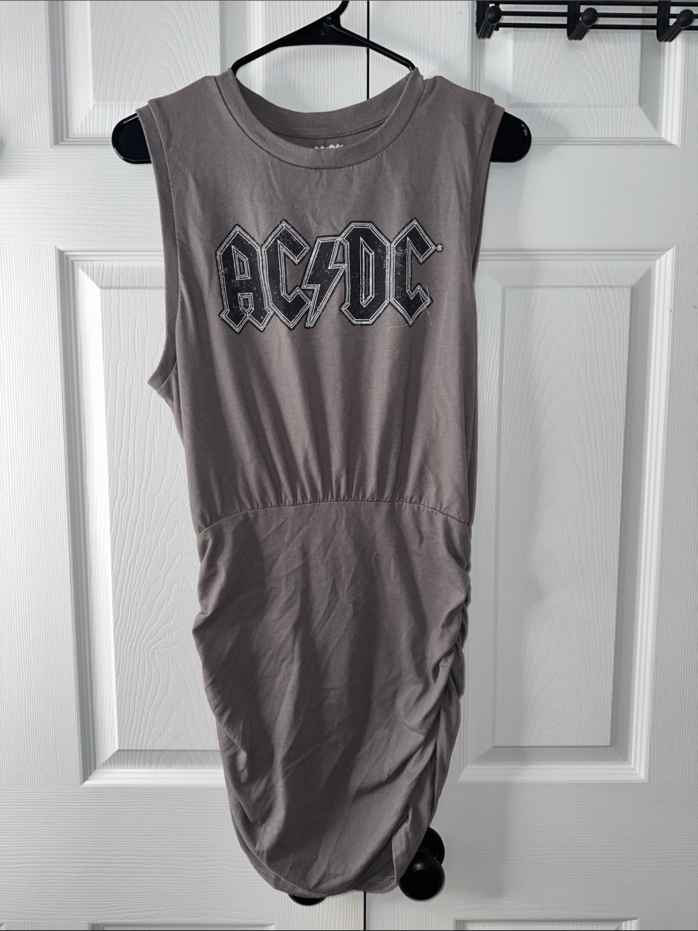 AC/DC Taupe Sleeveless Logo Midi Dress